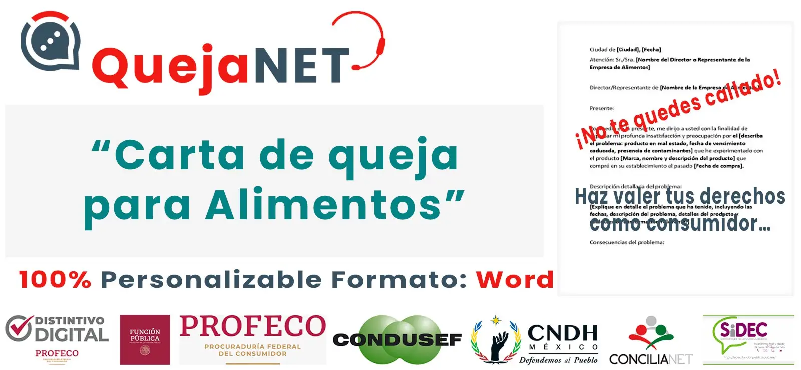 Carta de Queja: “Alimentos” (Formato 2025)