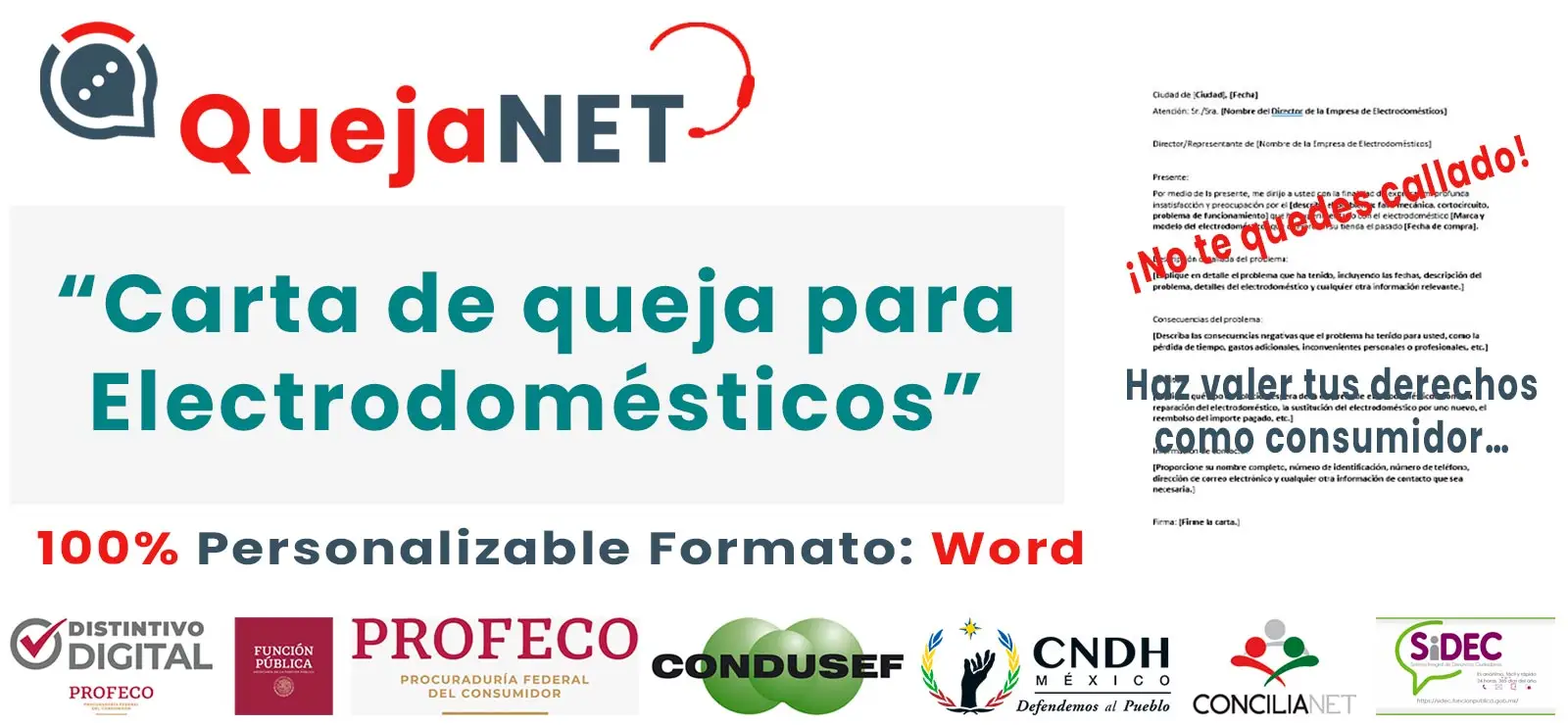 Carta de Queja o Denuncia para Electrodomésticos (Productos defectuosos) | Queja.Net Sitio Oficial de Quejas, Reclamos y Denuncias