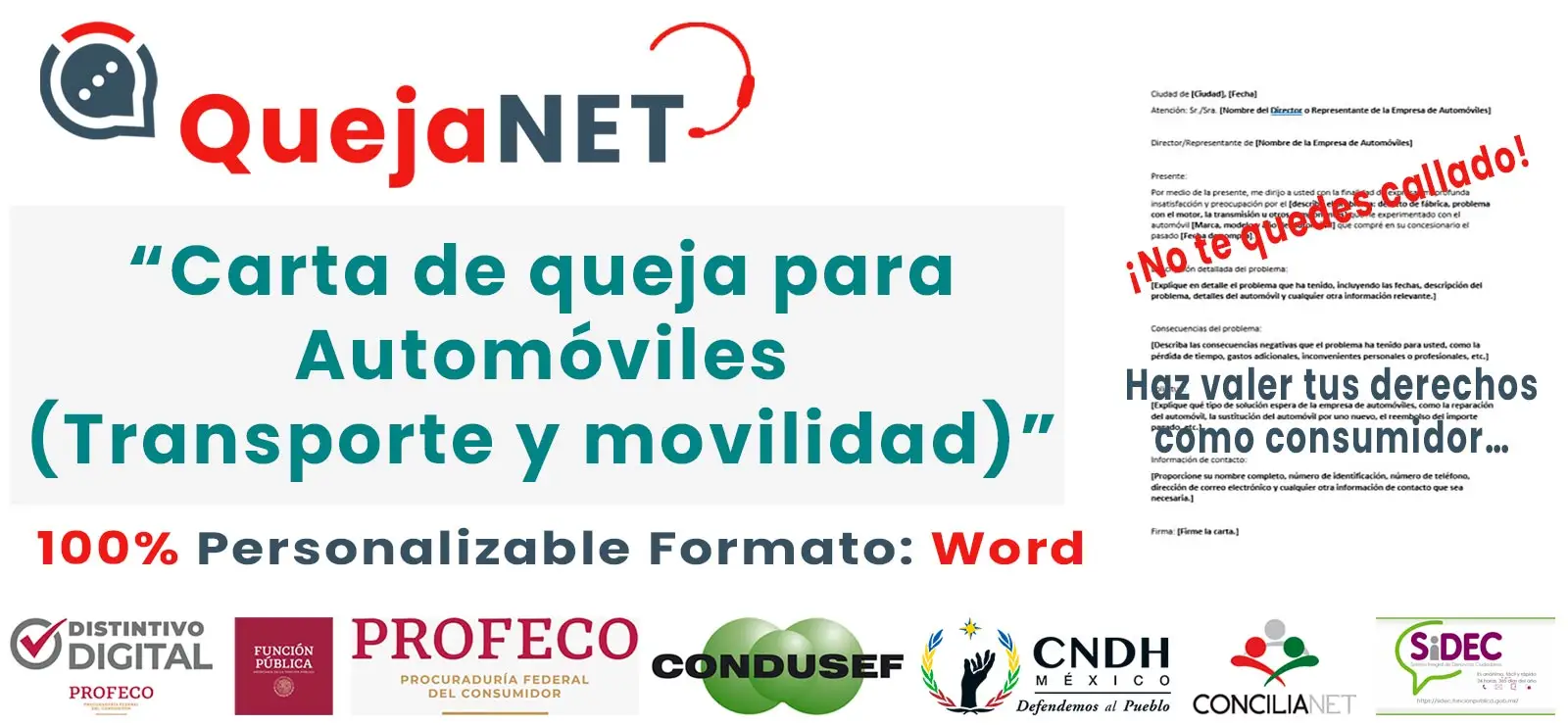 Carta de Queja o Denuncia para Transporte y Movilidad (Productos defectuosos) | Queja.Net Sitio Oficial de Quejas, Reclamos y Denuncias