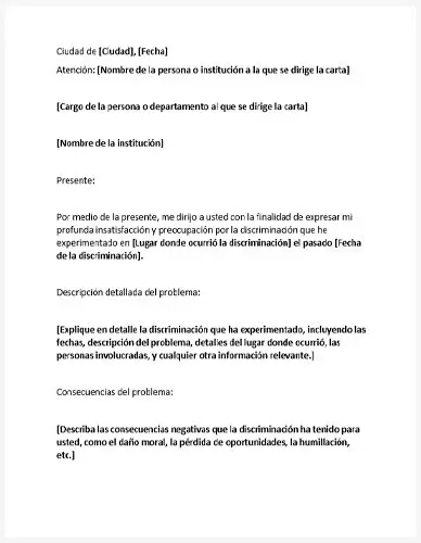 Carta de Queja para Discriminación racial, sexual, religiosa o por motivos de discapacidad (Plantilla Gratis de Carta de Quejas por discriminación) | Queja.Net Sitio Oficial de Quejas, Reclamos y Denuncias