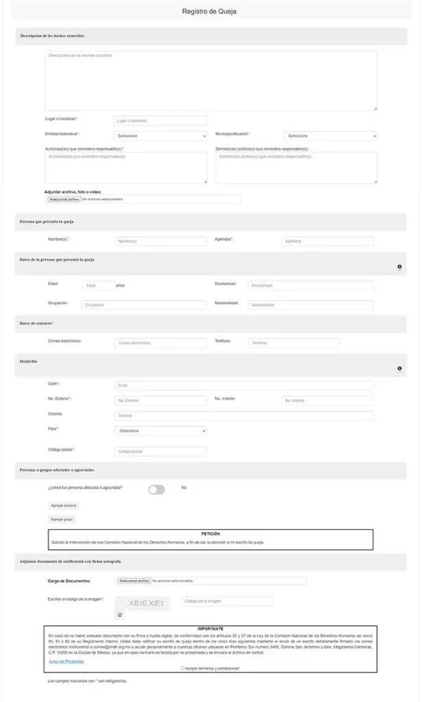 Completa el Formulario de Queja para la CNDH (Quejas en línea para el Gobierno y Servicios Públicos) | Queja.Net Sitio Oficial de Quejas, Reclamos y Denuncias